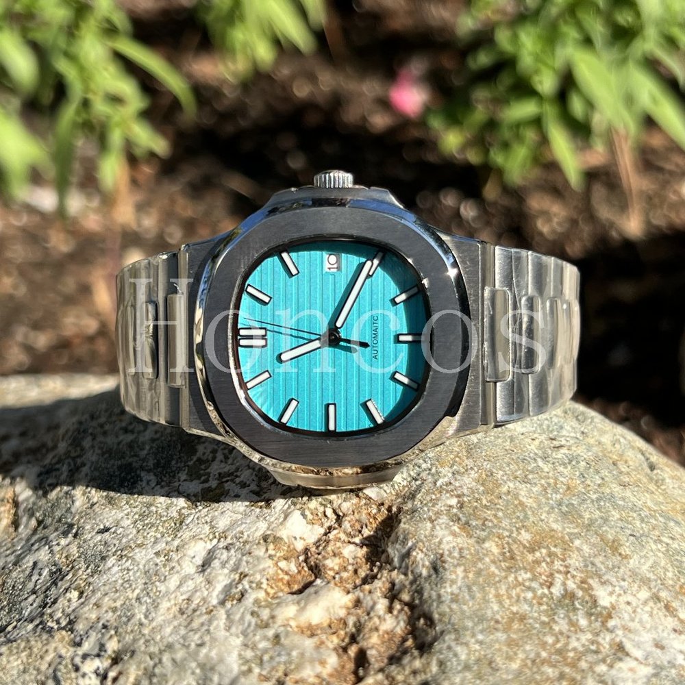 Custom Made MODS Nautilus Watch NH35 SKX Automatic Movement Blue Dial 5711A